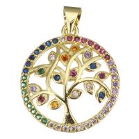 Cubic Zirconia Micro Pave Brass Pendant, Donut, gold color plated, micro pave cubic zirconia & hollow Approx 3.5mm 