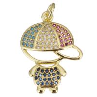 Cubic Zirconia Micro Pave Brass Pendant, Boy, gold color plated, micro pave cubic zirconia & hollow Approx 3mm 