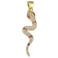 Cubic Zirconia Micro Pave Brass Pendant, Snake, gold color plated, micro pave cubic zirconia Approx 3.5mm 