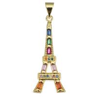 Cubic Zirconia Micro Pave Brass Pendant, with Glass, gold color plated, micro pave cubic zirconia Approx 3.5mm 