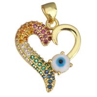 Cubic Zirconia Micro Pave Brass Pendant, Heart, gold color plated, micro pave cubic zirconia & enamel & hollow Approx 3.5mm 