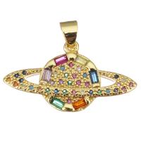 Cubic Zirconia Micro Pave Brass Pendant, with Glass, gold color plated, micro pave cubic zirconia Approx 3.5mm 