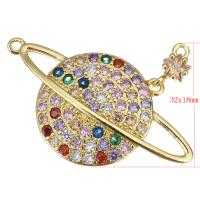 Cubic Zirconia Micro Pave Brass Pendant, gold color plated, micro pave cubic zirconia & hollow Approx 1mm 