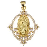 Cubic Zirconia Micro Pave Brass Pendant, gold color plated, micro pave cubic zirconia & hollow Approx 3.5mm 