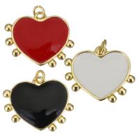 Enamel Brass Pendants, Heart, gold color plated Approx 2.5mm 