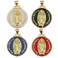 Enamel Brass Pendants, Round, gold color plated Approx 3.5mm 