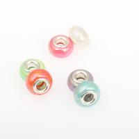 Brass Core European Porcelain Beads, porcelaine, beignet, DIY & styles différents pour le choix & grand trou, plus de couleurs à choisir, 14*14*8mm Environ 5mm Vendu par sac