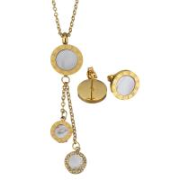 Fashion Stainless Steel Jewelry Sets, Stud Earring & necklace, with Resin, gold color plated, for woman, 67mm 2mm,12mm Approx 17 Inch 