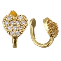 Brass Earring Cuff, Heart, gold color plated, micro pave cubic zirconia & for woman 