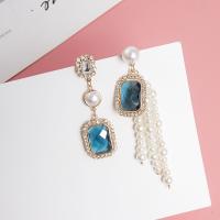 Asymmetric Earrings, Zinc Alloy, irregular, plated, for woman & with rhinestone, 90*60*19mm 