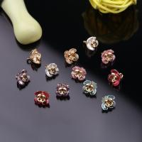 Cubic Zirconia Brass Pendants, with Brass, Flower, plated & DIY 7mm 