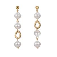 Asymmetric Earrings, Zinc Alloy, Geometrical Pattern, plated, imitation pearl & for woman, white, 65mm 