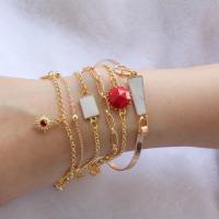 Zinc Alloy Bracelet Set, Geometrical Pattern, plated, 6 pieces & for woman, golden, 200+50,200+50,200+55,200+55,210+50,210mm 