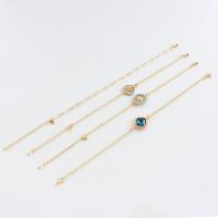 Zinc Alloy Bracelet Set, Geometrical Pattern, plated, 4 pieces & for woman & hollow, golden, 200+50,190+50,185+50,230mm 