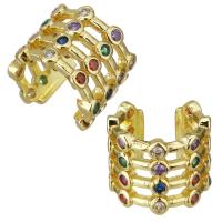 Brass Earring Clip, gold color plated, micro pave cubic zirconia & for woman & hollow, 12mm,10mm 