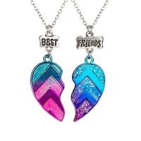 Zinc Alloy Children Necklace, Heart, plated, 2 pieces & enamel, multi-colored, 15.4*27.6+420+100mm 