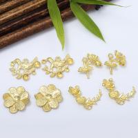 Brass Hair Accessories DIY Findings, Flower, plated golden, 20*15mm 