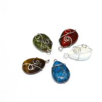 Brass Jewelry Pendants, with Gemstone, Teardrop, plated & DIY Approx 2mm 