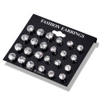 aleación de zinc Stud aretes, con cúbica circonia, Patrón Geométrico, chapado, micro arcilla de zirconia cúbica & para mujer, más colores para la opción, 3-10mm, Vendido por Par