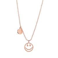 Collier de bijoux de titane, Acier titane, Visage de sourire, bijoux de mode & pour femme, doré, 1.7X1.5,40+5, Vendu par PC