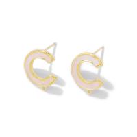 Brass Earring Drop Component, Letter C, gold color plated, DIY & for woman & enamel & hollow, nickel, lead & cadmium free Approx 1mm 