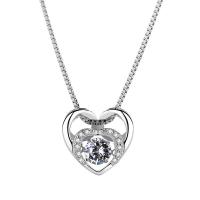 Pendentifs en strass argent , Argent sterling 925, coeur, Placage, pavé de micro strass & pour femme & creux, 13mm, Vendu par PC