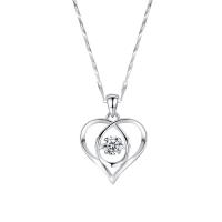 Pendentifs en strass argent , 99%, coeur, Placage, pavé de micro strass & pour femme & creux, argent, 21.8*15.2*14.3mm, Vendu par PC