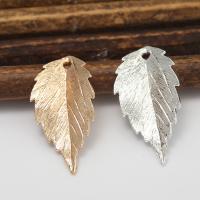 Pendentifs de feuille en laiton, Placage, DIY & styles différents pour le choix, plus de couleurs à choisir, 12*22mm Environ 1mm, Vendu par PC