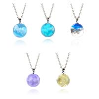 Resin Zinc Alloy Necklace, with Resin, Round, plated, Unisex & luminated & enamel 