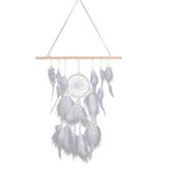 Fashion Dreamcatcher, Baumwollfaden, mit Feder, nachhaltiges, weiß, verkauft von PC