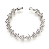 Cúbicos Circonia pulsera Latón de Micro pavimenta, metal, chapado en color de plata, micro arcilla de zirconia cúbica & para mujer, Blanco, longitud:7.16 Inch, Vendido por Sarta