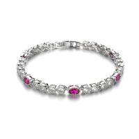 Cúbicos Circonia pulsera Latón de Micro pavimenta, metal, chapado, micro arcilla de zirconia cúbica & para mujer, más colores para la opción, longitud:7.086 Inch, Vendido por Sarta