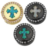 Cubic Zirconia Micro Pave Brass Beads, with Opal, Round, plated, micro pave cubic zirconia Approx 2mm 