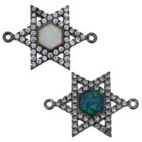 Zircon pavent Laiton Connector, avec Opale, Hexagram, Placage, pavé de micro zircon & creux, plus de couleurs à choisir Environ 1.5mm, Vendu par PC