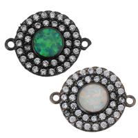 Zircon pavent Laiton Connector, avec Opale, pistolet noir plaqué, pavé de micro zircon, plus de couleurs à choisir Environ 1.5mm, Vendu par PC