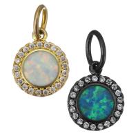 Cubic Zirconia Micro Pave Brass Pendant, with Opal, plated, micro pave cubic zirconia Approx 4mm 