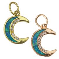 Cubic Zirconia Micro Pave Brass Pendant, with Opal, Moon, plated, micro pave cubic zirconia Approx 4.5mm 