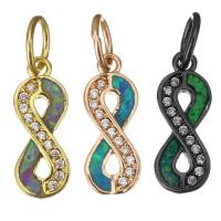 Cubic Zirconia Micro Pave Brass Pendant, with Opal, plated, micro pave cubic zirconia & hollow Approx 4.5mm 