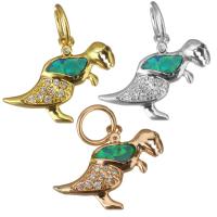 Cubic Zirconia Micro Pave Brass Pendant, with Opal, Dinosaur, plated, micro pave cubic zirconia Approx 4.5mm 