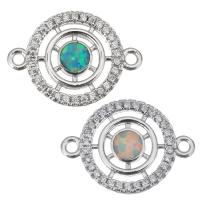 Zircon pavent Laiton Connector, avec Opale, Rond, Placage, pavé de micro zircon & creux, plus de couleurs à choisir Environ 1.5mm, Vendu par PC