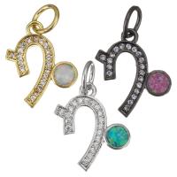 Cubic Zirconia Micro Pave Brass Pendant, with Opal, plated, micro pave cubic zirconia & hollow Approx 4.5mm 