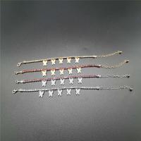 Pulseras para el Tobillo en Aleación de Zinc, con diamantes de imitación, Mariposa, chapado, micro arcilla de diamantes de imitación & para mujer, más colores para la opción, 200+80mm, Vendido por Sarta