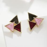 Pendientes de Perno de Aleación de Zinc, Triángulo, Portátil, multicolor, 2.1X2cm, Vendido por Par