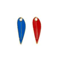 Zinc Alloy Enamel Pendants, Leaf, gold color plated Approx 2mm 