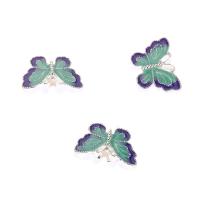 Zinc Alloy Enamel Pendants, Butterfly, silver color plated Approx 2mm 