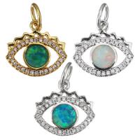 Cubic Zirconia Micro Pave Brass Pendant, with Opal, plated, micro pave cubic zirconia & hollow Approx 4.5mm 