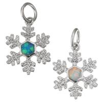 Cubic Zirconia Micro Pave Brass Pendant, with Opal, plated, micro pave cubic zirconia Approx 4.5mm 