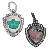 Cubic Zirconia Micro Pave Brass Pendant, with Opal, plated, micro pave cubic zirconia Approx 4.5mm 