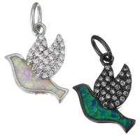 Cubic Zirconia Micro Pave Brass Pendant, with Opal, Pigeon, plated, micro pave cubic zirconia Approx 4.5mm 