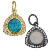 Cubic Zirconia Micro Pave Brass Pendant, with Opal, plated, micro pave cubic zirconia Approx 4.5mm 